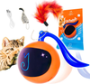 Migipaws Cat Toy, Automatic Moving Ball Bundle Classic Mice + Feather Kitten Toys in Pack. DIY N in 1 Pets Smart Electric Teaser, USB Rechargeable (Orange)