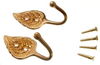 DIRECT HARDWARE Curtain Tie Hold Back Hooks Leaf Solid Brass with Screws 1 Pair