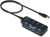 IVETTO USB Hub 4 Port USB 3.0 Hub Splitter with Individual On/Off Switches and LED Light for PC Laptop Mac Surface Pro and More USB Devices