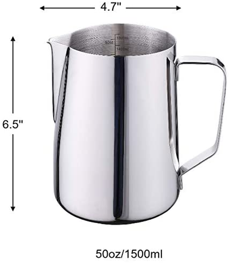 Joytata Milk Frothing Pitcher 1500ml/50oz Steaming Pitchers Stainless ...