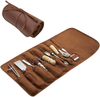 Leather Working Tools and Supplies - 11 Piece Set of Professional Leather Tools Kit, Leather Kits, Leather Burnishing Tool and Leather Awl Tool in Roll Case for Beginners and Professionals