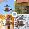 Hanging Wild Bird Feeder Gazebo Birdfeeder Outside Decoration, Perfect for Attracting Birds on Outdoor Garden Yard for Bird Lover Kids, 2.6lb Capacity Hexagon Shaped with Roof Avoid Weather and Water