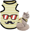 LKEX Dog Shirt Cute Summer Vest Pets Sleeveless Clothes for Small Medium Large Dogs Cats Pupy Soft Breathable Apparel Striped T-Shirts Costumes Casual Outfits （M，Yellow）
