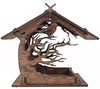 Bird Feeder House for Outside Hanging, Wooden Birdhouse Bluebird House Feeder Handcrafted Hut