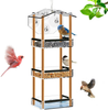 NIUXX Window Bird Feeder with Strong Suction Cups, Large Weatherproof Birdfeeder with 3 Tiers Seed Tray and Drinking Sink, Outdoor Hanging Birdhouse for Wild Birds, Finch, Cardinal, and Bluebird