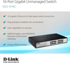 D-Link Ethernet Switch, 16 Port Gigabit Unmanaged Network Internet Hub Desktop Rackmount, Plug N Play (DGS-1016C)