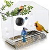 Smart Wired Bird Feeder with Camera, Outdoor Wild Wall Mount Bird Feeders, Squirrel Proof Birdhouse Bird Camera Feeder for Bird Lovers, Connect to Laptop for Online Live Broadcast of Birds (Square)