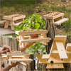 KM Crafts Backyard Squirrel Feeder Picnic Table - Natural Wood Chipmunk Feeder for Outside with Corn on Cob Holder - Tools and Squirrel Cookie Cutters Included - Funny Squirrel Picnic Bench