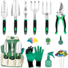 30 PCS Garden Tool Set, Ergonomic Handle Tools, Heavy Duty Aviation Aluminum Gardening Kit with Tote Organizer, Gift for Men & Women
