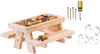KM Crafts Backyard Squirrel Feeder Picnic Table - Natural Wood Chipmunk Feeder for Outside with Corn on Cob Holder - Tools and Squirrel Cookie Cutters Included - Funny Squirrel Picnic Bench
