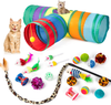 Dono 21Pcs Cats Feather Toys-Kitten Interactive Pet Toys Assortments (2 or 3 Way Hole Tunnel) Cat Feather Wand Fun Ball Chew Sticks, Fluffy Mouse, Fake Mice, Crinkle Balls, Bell Play Supplies
