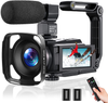 Video Camera 4K Camcorder 48MP 60FPS, Digital Camera for YouTube with WiFi, IR Night Vision, Time-Lapse, 3.0" Touch Screen, Vlogging Camera with Microphone, Handheld Stabilizer, Lens Hood,2.4G Remote