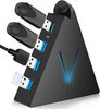 JoyReken 4-Port USB 3.0 Hub, FlyingVHUB Vertical Data USB Hub with 2 ft Extended Cable, for Mac, PC, Xbox One, PS4, PS5, iMac, Surface Pro, XPS, Laptop, Desktop, Flash Drive, Mobile HDD
