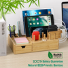 Bamboo Charging Stations for Multiple Devices - Darfoo Docking Station Organizer Compatible with Cell Phones, Tablet, Smart Watch & Earbuds (Includes 6 Mixed Cables, No USB Charger)