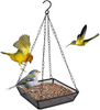 KVISTER Hanging Bird Feeder for Outside, Finch Feeder Tray, Metal Craft Hanging Wild Bird Feeders for Garden Backyard Outdoor Decoration Attracting Birds(2PCS)