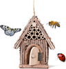 kathson Wooden Insect Hotel Hanging Bee House Outdoor Butterfly House Insects Habitat Mason Bees Hive for Butterfly Ladybirds Leaf Cutter Lacewings Beneficial Bug Decorative Fall Winter