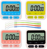 24-Hours Digital Kitchen Timer, Upgraded 12-Hour Display Clock, Big Digits, Loud Alarm, Magnetic Backing Stand, Count-Up & Count Down, Kids Timers for Cooking Baking Classroom Teachers Games(4 Pack)