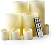 Furora LIGHTING LED Flameless Candles with Remote Control, Set of 8, Real Wax Battery Operated Pillars and Votives LED Candles with Flickering Flame and Timer Featured - Ivory Rome Collection