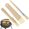 3 Pack Pastry Brushes,DanziX Round and Flat Natural Wood Basting Oil Brush with Bristles Used for BBQ Sauce Basting Cooking Baking