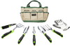Finnhomy 8 Piece Garden Tool Set with Garden Tote Bag and Work Gloves - Hand Tools with Ergonomic Handles Including Trowel, Cultivator, Transplanter, Fork, Weeder, Pruning Shears