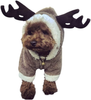 Cute Cartoon Elk Pet Costume Halloween Christmas Reindeer Cosplay Outfit Soft Warm Coral Velvet Fleece Pet Jumpsuit Winter Hooded Coat Kitten Puppy Clothes Pet Apparel for Small Dogs Cats