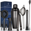 Premium 9-Piece Cocktail Shaker Set by Angimio: Stainless Steel Bartender Kit: 25oz (750ml) Martini Mixer, Cocktail Strainer Set, Muddler, Mixing Spoon, Jigger, Ice Tong and 2 Liquor Pourers, Copper
