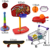Oruuum Mini Bird Parrots Toys Set, 1 Pcs Mini Metal Shopping Cart, 1 Pcs Bird Skateboard, 1 Set Training Toss Rings, 1 Set Basketball Training Toys, Pet Bird Educational Toys