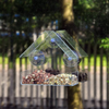 Window Bird House Feeder with Sliding Seed Holder and 3 Extra Strong Suction Cups. Large Outdoor Birdfeeders for Wild Birds. Birdhouse Shape.