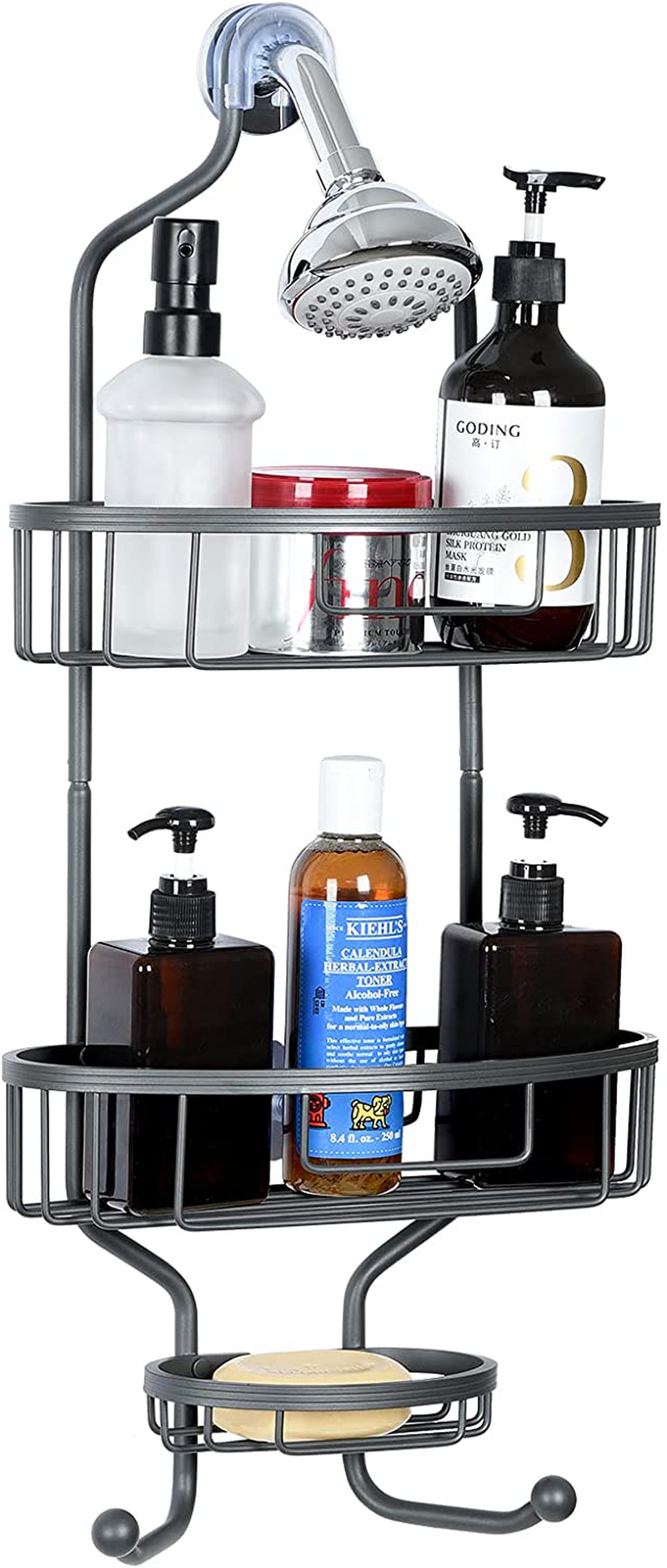 Hanging Shower Caddy, Vuskly Bathroom Shower Rack Over Shower Head,3-Tier  Aluminum Shower Organizer with Basket for Soap and 2 Hooks Extra Wide Space  for Shampoo,Conditioner,Gray 11 x 5 x 25 : 