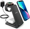 Quezqa Wireless Charging Stand – 3 in 1 Fast Wireless Charger – Qi Charging Station Dock Compatible with AirPods Pro Apple Watch SE 6 5 4 3 2 iPhone 13 Pro Max 12 11 Pro Max Xs Xr with QC3.0 Adapter