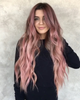 Pink Gradient Long Curly Hair High Temperature Fiber Fluffy Breathable Bangs Wigs