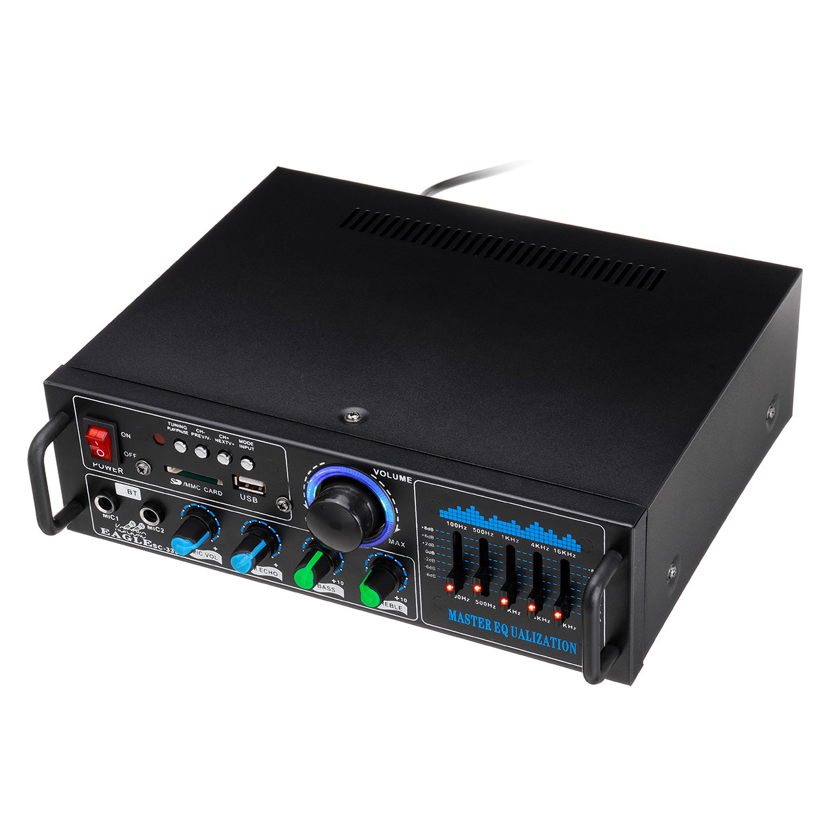 2000W Dual Channel Wireless Bluetooth 5.0 Stereo Amplifier Digital Hifi Audio Power Amplifier Mixer Support FM Function Remote Control for Stage Home Car Karaoke