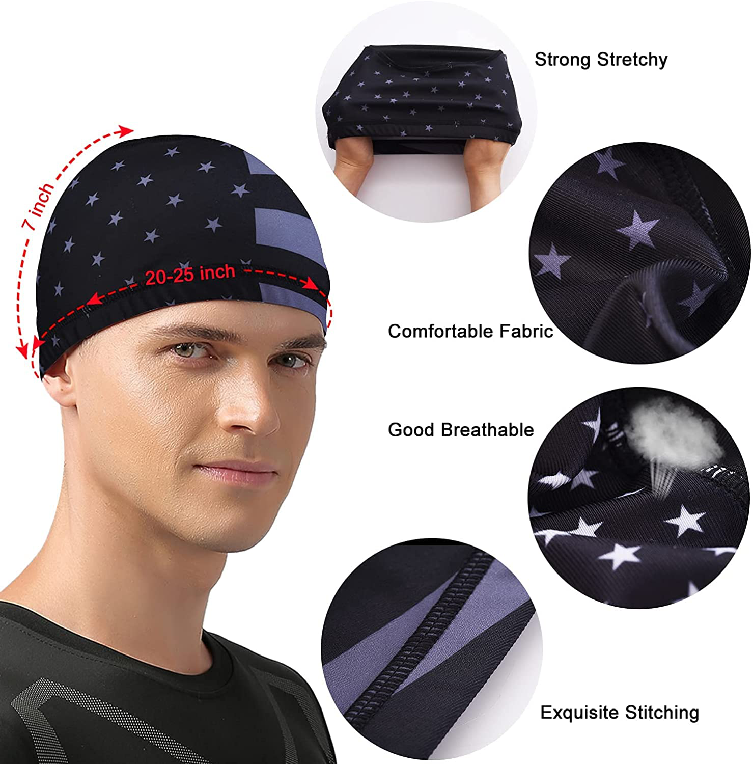 vidsel 4Pcs Cooling Skull Cap, Sweat Wicking Running Hats Helmet Liner –  Reliable Store