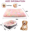 Chintu Cat Beds for Indoor Cats Washable Dog Crate Bed Calming Dog Bed Plush Fluffy Cat Bed Faux Fur Warming Pet Bed for Small Medium Dogs and Cats 24 x 20 Inch Rainbow