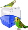 YNC Bird Bath, Clear Bird Bath for Cage Bird Cage Accessories Hanging Bird Tub for Small Bird Cockatiel, Conure, Parakeet, Blue