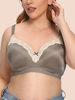 Women Lace Trim Solid Color Underwire Gather Full Cup Bra
