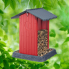 North States Village Collection Hopper Style Red Shed Birdfeeder: Easy Fill and Clean. Squirrel Proof Hanging Cable included. Large, 4.25 pound Seed Capacity (8.13 x 8.13 x 11, Red)