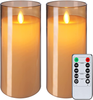 5plots 3” x 6” Red Flickering Flameless Candles, Unbreakable Glass Battery Operated Plexiglass LED Pillar Radiance Candles with Remote Control and Timer