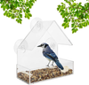 WishDirect Window Bird Feeder with Strong Suction Cups and Hanging Chain, Hanging Bird Feeder for Wild Birds, Clear Acrylic Design for Bird Watching at Home, Perfect for Kids, Elderly, Indoor Pets