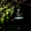 Plcnn 29 Inch Solar Light Hanging Bird Feeder, Solar Wild Bird Bath Metal Color Wind Chimes Bird Seed Feeder, Hummingbird Metal and Glass for Outdoor Garden Decorative