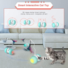 BurgeonNest Automated Cat Toys for Indoor Cats, Cute Interactive Toy Balls with Mouse and 3 Feathers for Kitten 2 Speeds 3 Modes USB Charging