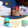 2-in-1 Automatic Cat Toys Interactive Cat Feather Toys, Cat Ball Toys for Indoor Cats,Cat Feeder Puzzle Toys, Turntable Leaking Food Ball Cat Feather Toy, Satisfies Kitty's Chasing and Eating Needs