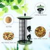 Giantex 3-in-1 Wild Bird Feeder, Outdoor Hanging Metal Wild Bird Feeder with 4 Feeding Ports, Detachable Tubes, Steel Wire, 2 ABS Perches, Bird Feeder Kit for Seed, Nut and Fat Ball
