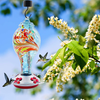 Gtongoko Glass Hummingbird Feeder for Outdoors,Decorative Hand Blown Glass Bird Feeder,Leak Proof 44 Ounces Nectar Capacity,Including Hanging Hook,Ant Moat,Cotton Lanyard(Blue)