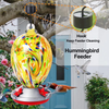 Hummingbird Feeder for Outdoors,34 Fluid Ounces Leak Proof Hand Blown Glass Bird Feeder Hang with Perch,,Include Hanging Rope, 2 Hook