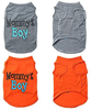 Yikeyo 2-Pack Mommy's Boy Dog Shirt Male Puppy Clothes for Small Dog Boy Chihuahua Yorkies Bulldog Pet Cat Outfits Tshirt Apparel (Small, Gray+Orange)