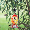 MAOYUE Hummingbird Feeder for Outdoor Hand Blown Glass Hummingbird Feeders 25 Fluid Ounces Nectar Capacity Include Ant Moat, Metal Hook, Hemp Rope, Brush-RED