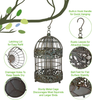 Westcharm Caged Bird Feeder for Outside Outdoor 13 in. Hanging Metal Bird Feeder, Unique Tall Rustic Mesh Tube Feeder for Garden - Verdigris with 3.5 Cups Seed Capacity