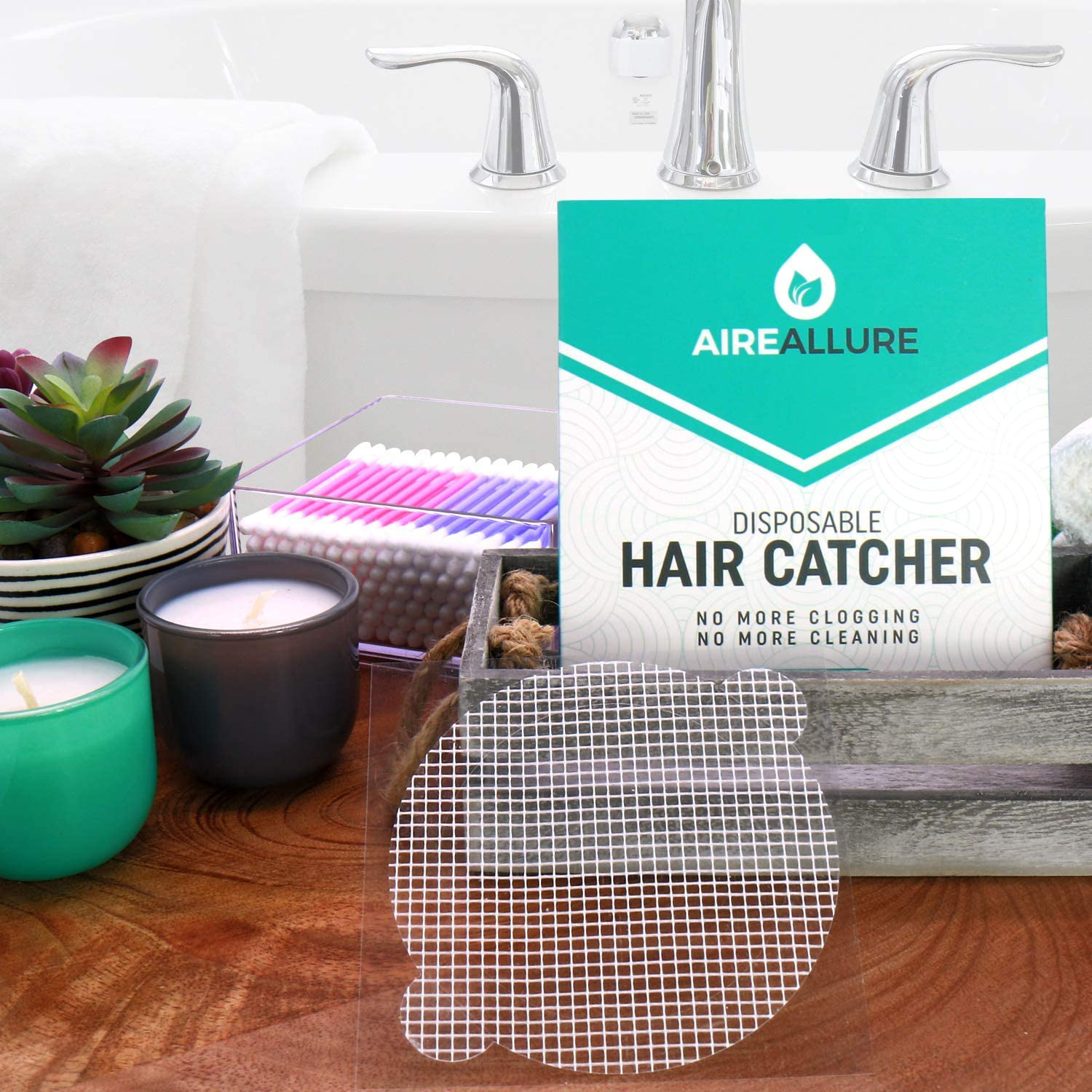 Aire Allure, 25 Pack, Disposable Shower Drain Hair Catcher Mesh