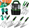 Garden Tools Set 10 Pieces, Gardening Kit Gifts with Heavy Duty Aluminum Hand Tool with Storage Organizer and Digging Claw Gardening Gloves Supplies Hand Tools, Gardening Gifts for Men Women Kids